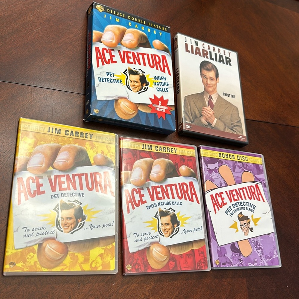 Jim Carrey DVD Comedy Movie Bundle Ace Ventura Set & Liar Liar